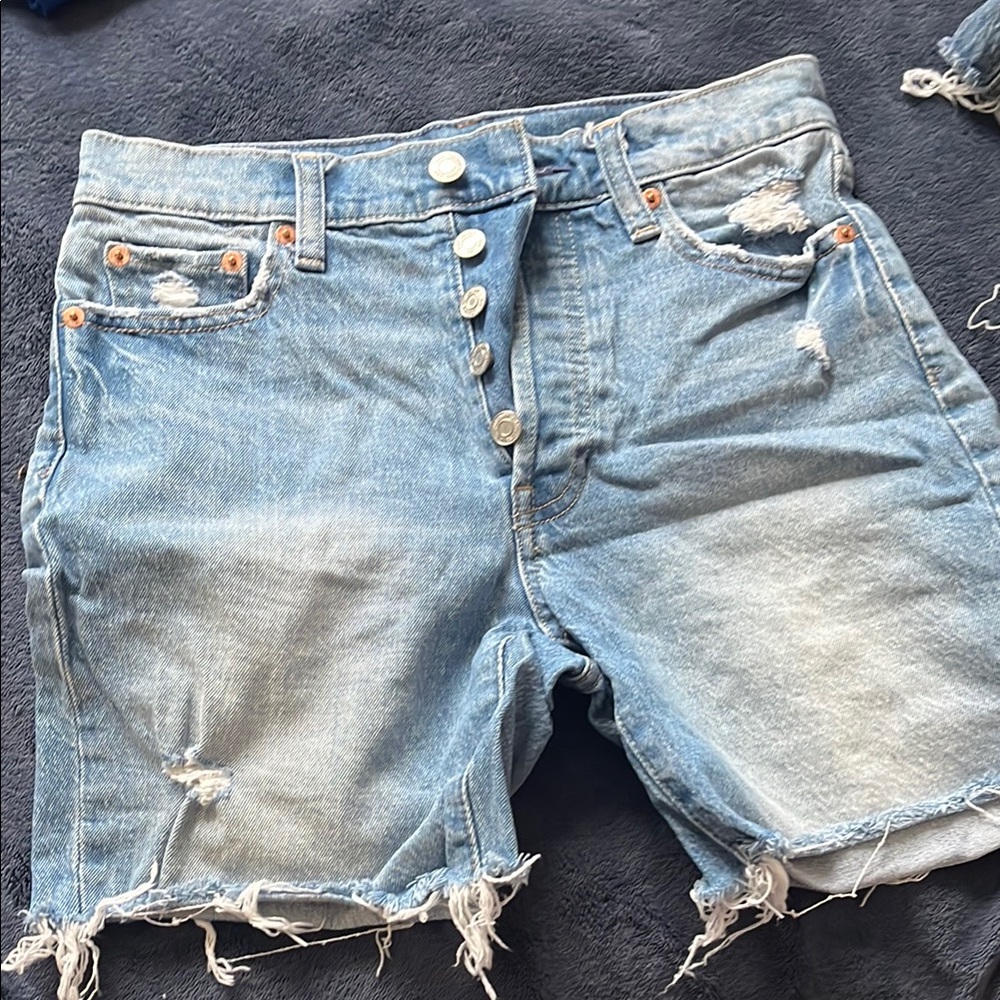 GAP Light Blue Distressed Denim Shorts